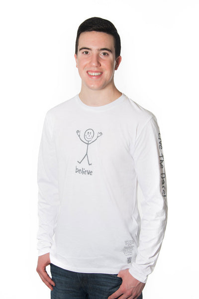 Long Sleeve Crew Tee 'Believe' White