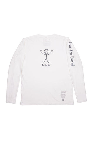 Long Sleeve Crew Tee 'Believe' White