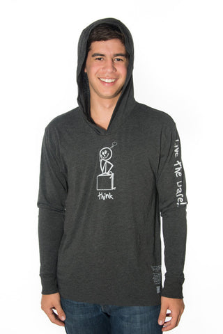 Long Sleeve Hoodie 'Think' Black Heather