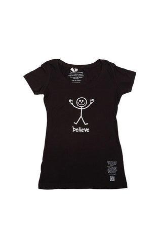 Main Street Scoop Neck Tee 'Believe' Black