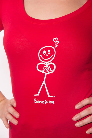 Main Street Scoop Neck Tee 'Believe in Love' Red