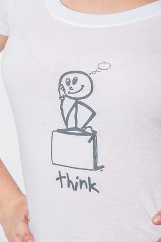 Main Street Scoop Neck Tee 'Think' White
