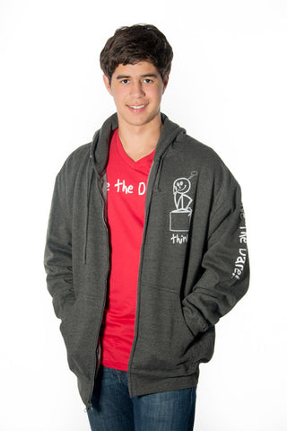 Zip-Up Hoodie 'Think' Charcoal