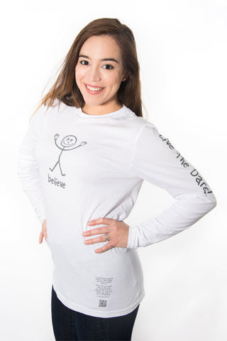 Long Sleeve Crew Tee 'Believe' White