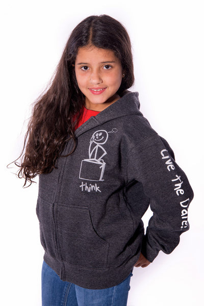 Zip-Up Hoodie ‘Think’ Charcoal