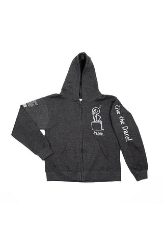 Zip-Up Hoodie ‘Think’ Charcoal