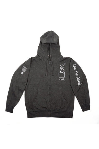 Zip-Up Hoodie 'Think' Charcoal
