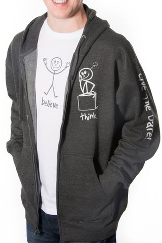 Zip-Up Hoodie 'Think' Charcoal